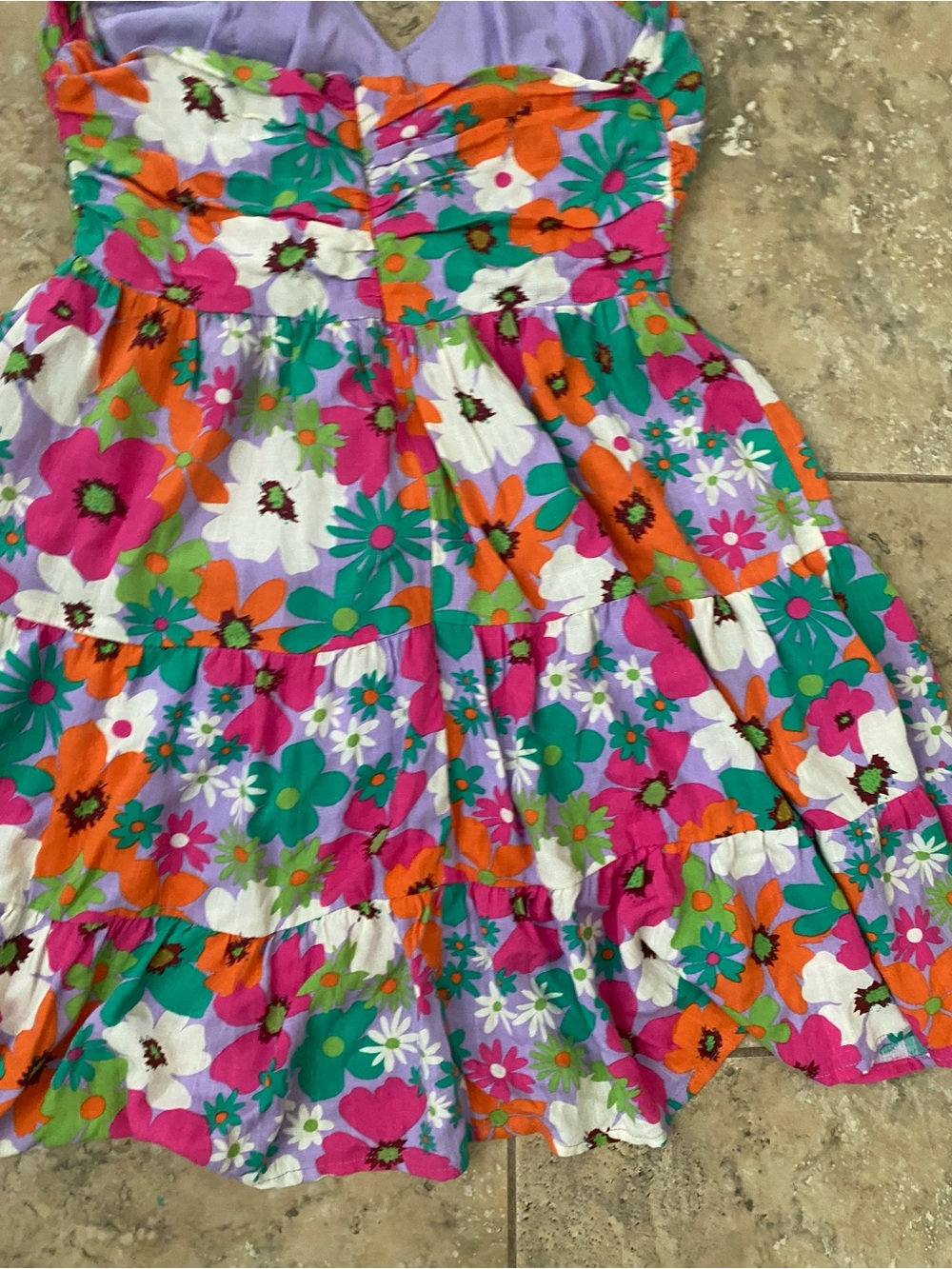 Day+Moon Retro Floral Halter Ruched Bodice Coquette Flowy Mini Feminine Dress S - Picture 10 of 14